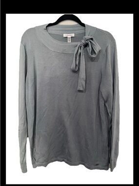 Calvin Klein Light Blue Long Sleeve Top with Neck Bow